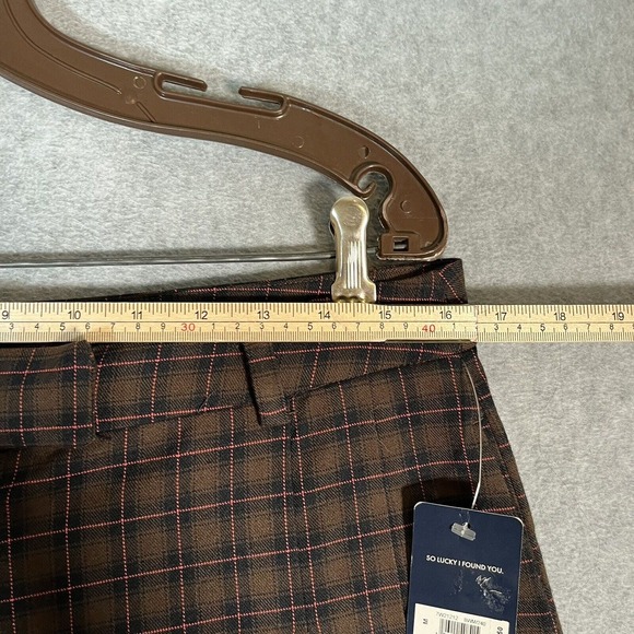 Lucky Brand Wide Leg Pants Medium Brown Plaid Academia Menswear Pleated Trousers - Picture 7 of 16